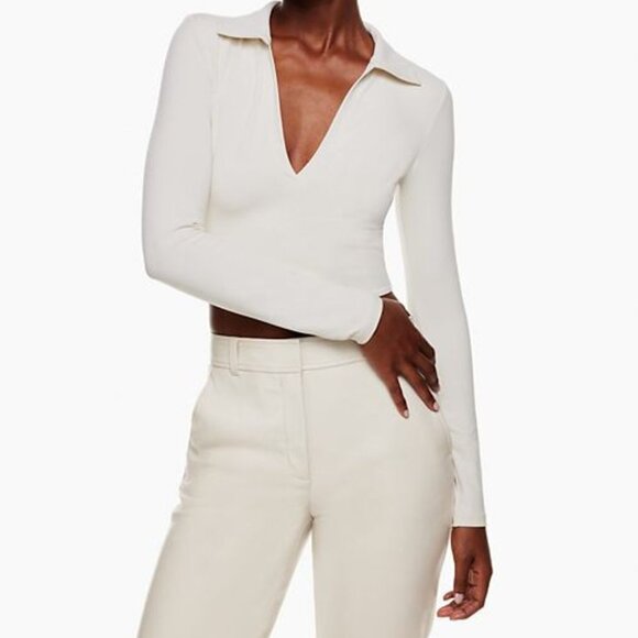 Aritzia Tops - ARITZIA NWOT Babaton Contour Cropped Polo in Birch Size S